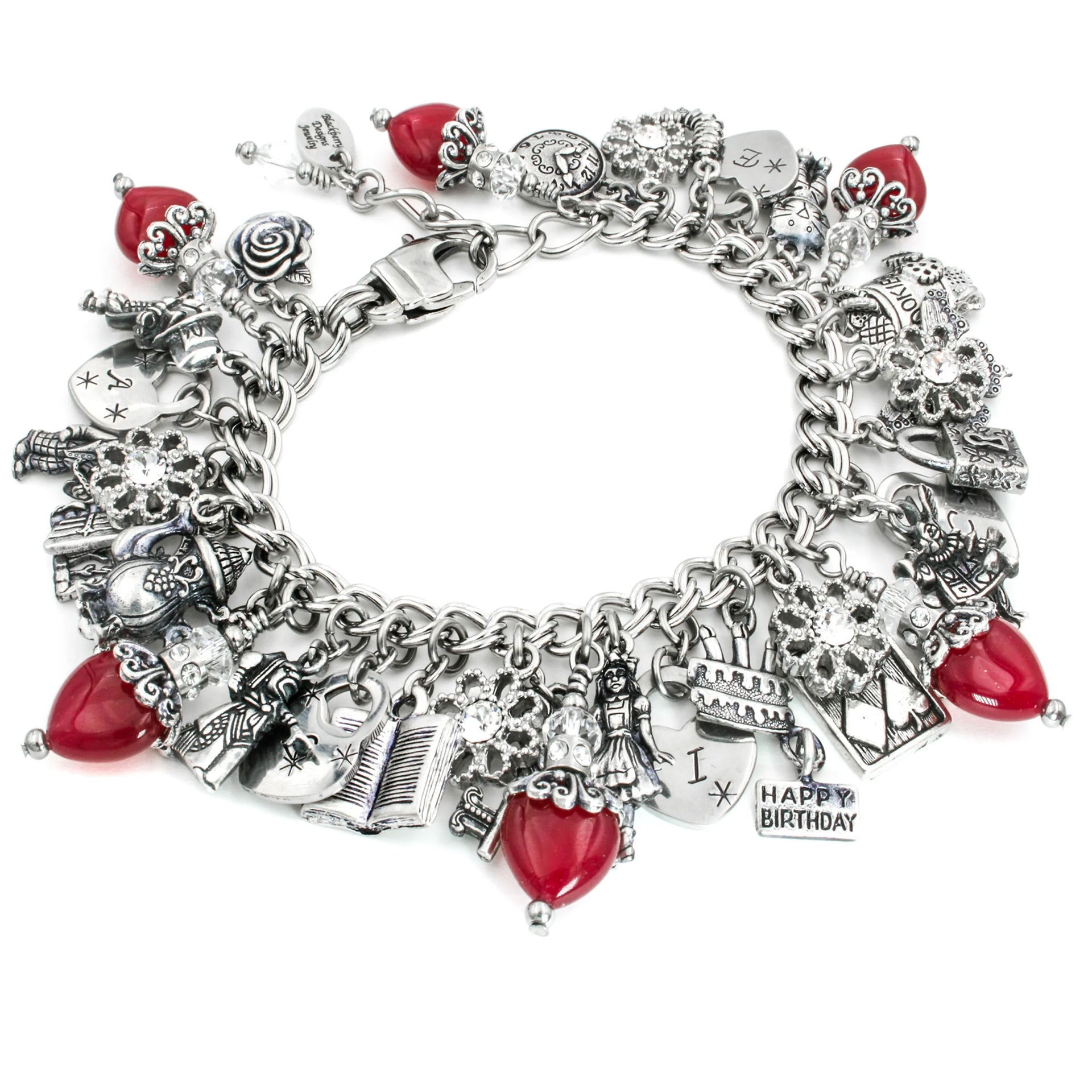 alice in wonderland gemstone heart bracelet