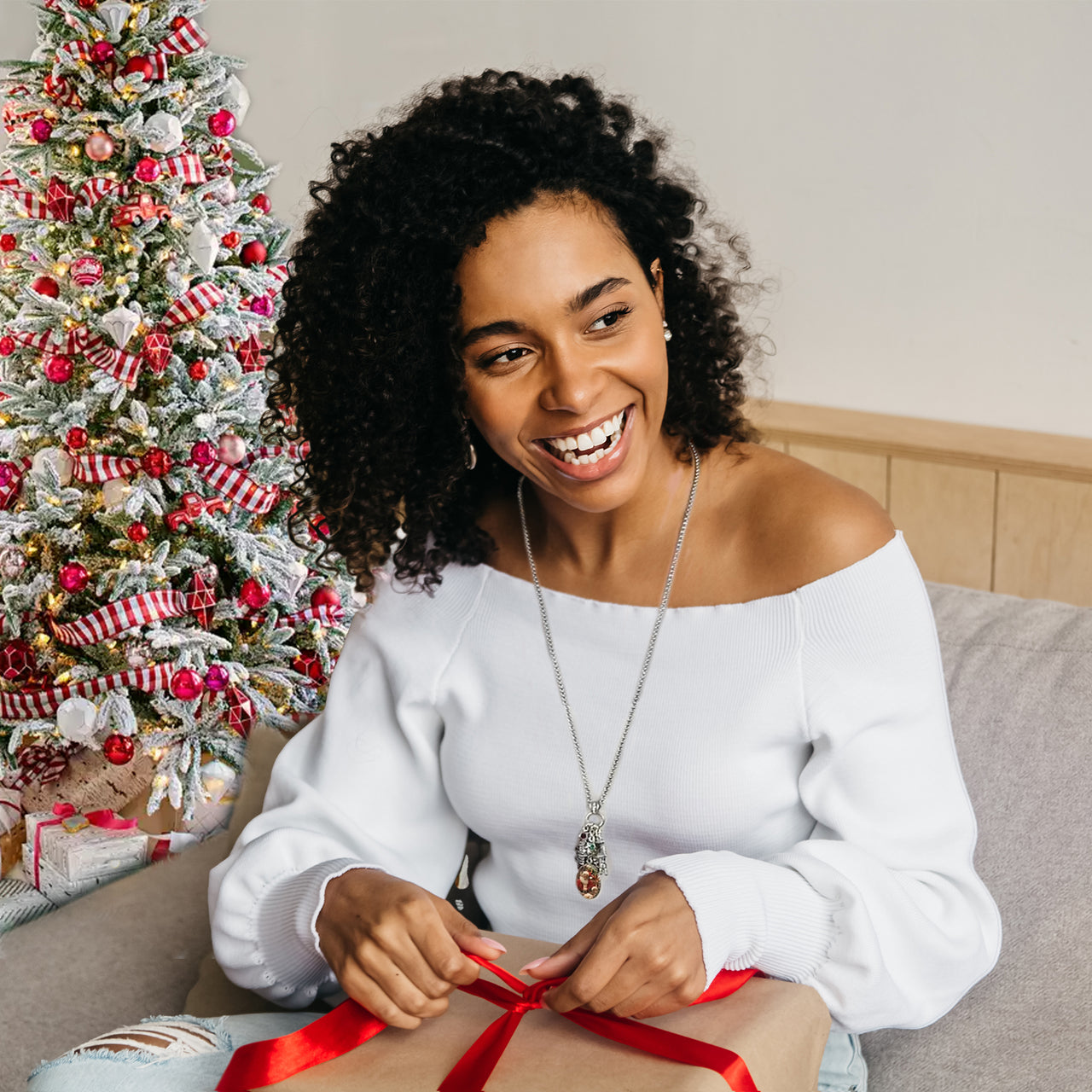 black santa necklace