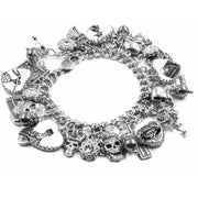 Handmade Día de los Muertos bracelet with silver charms