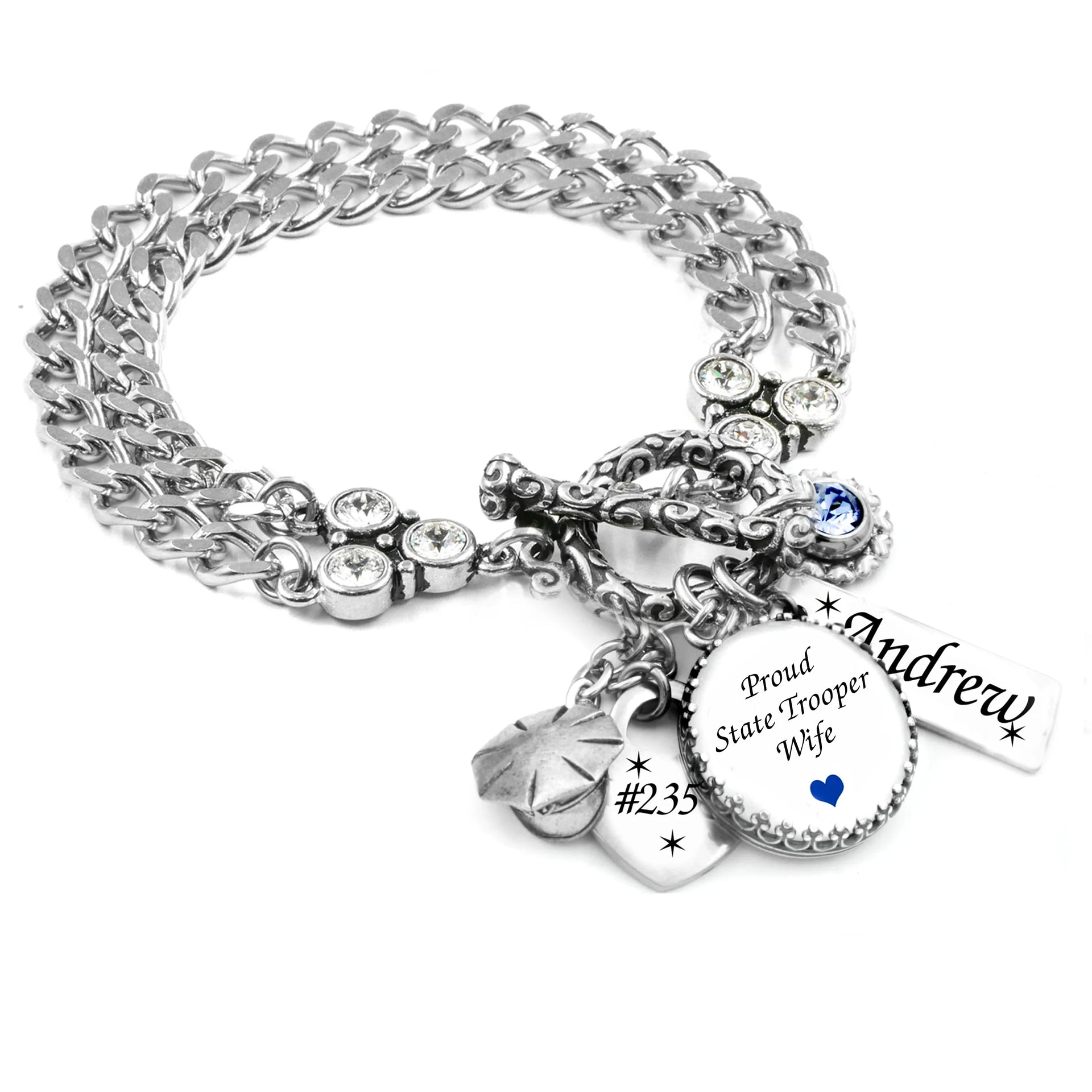 law enforcement state trooper charm bracelet