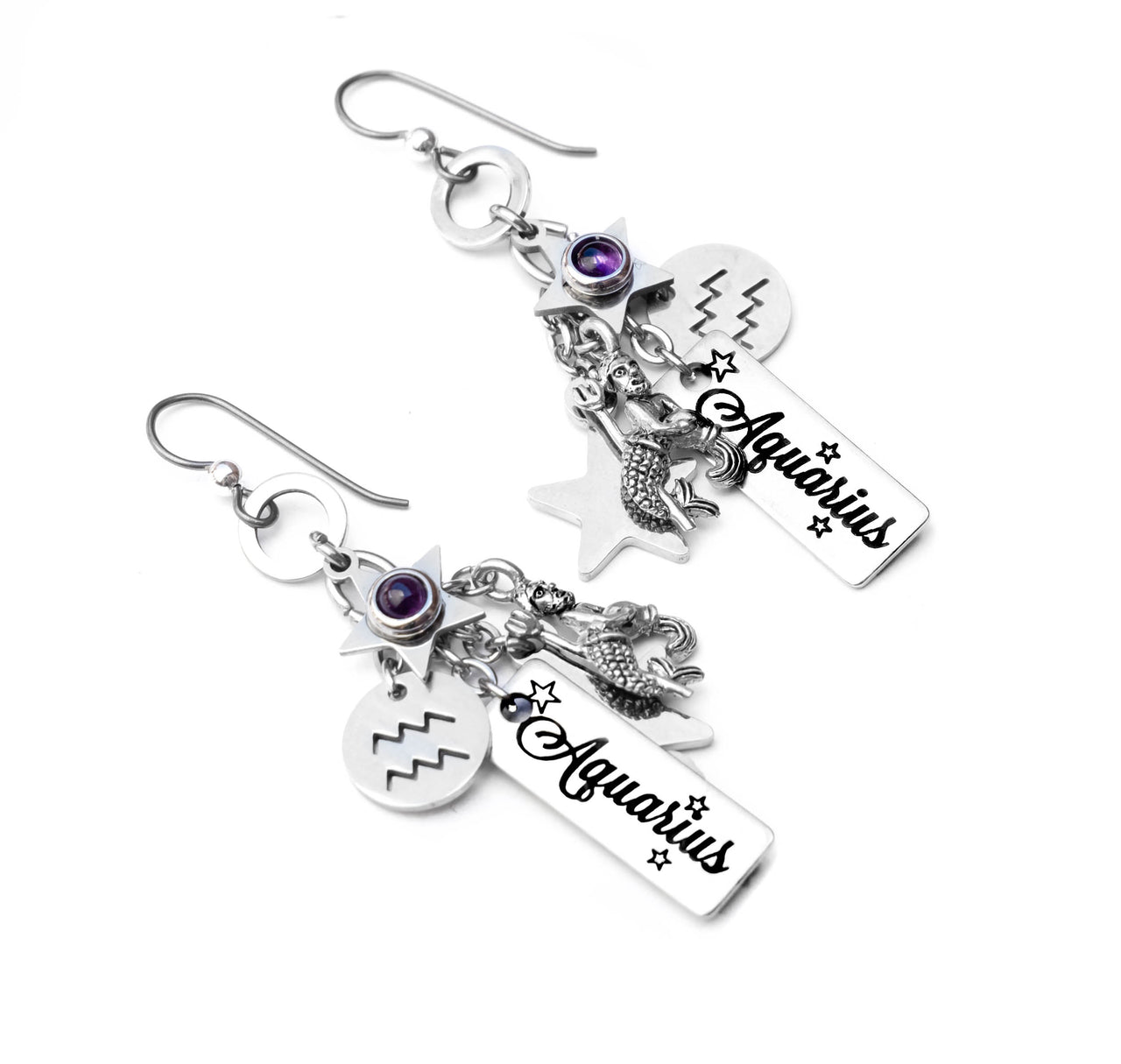 Aquarius Horoscope Gemstone Earrings