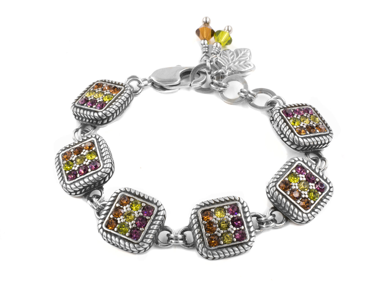 Green Purple and Gold chessboard bracelet