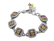 Green Purple and Gold chessboard bracelet