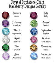 Crystal birthstones that can be used on baby footprint necklace.