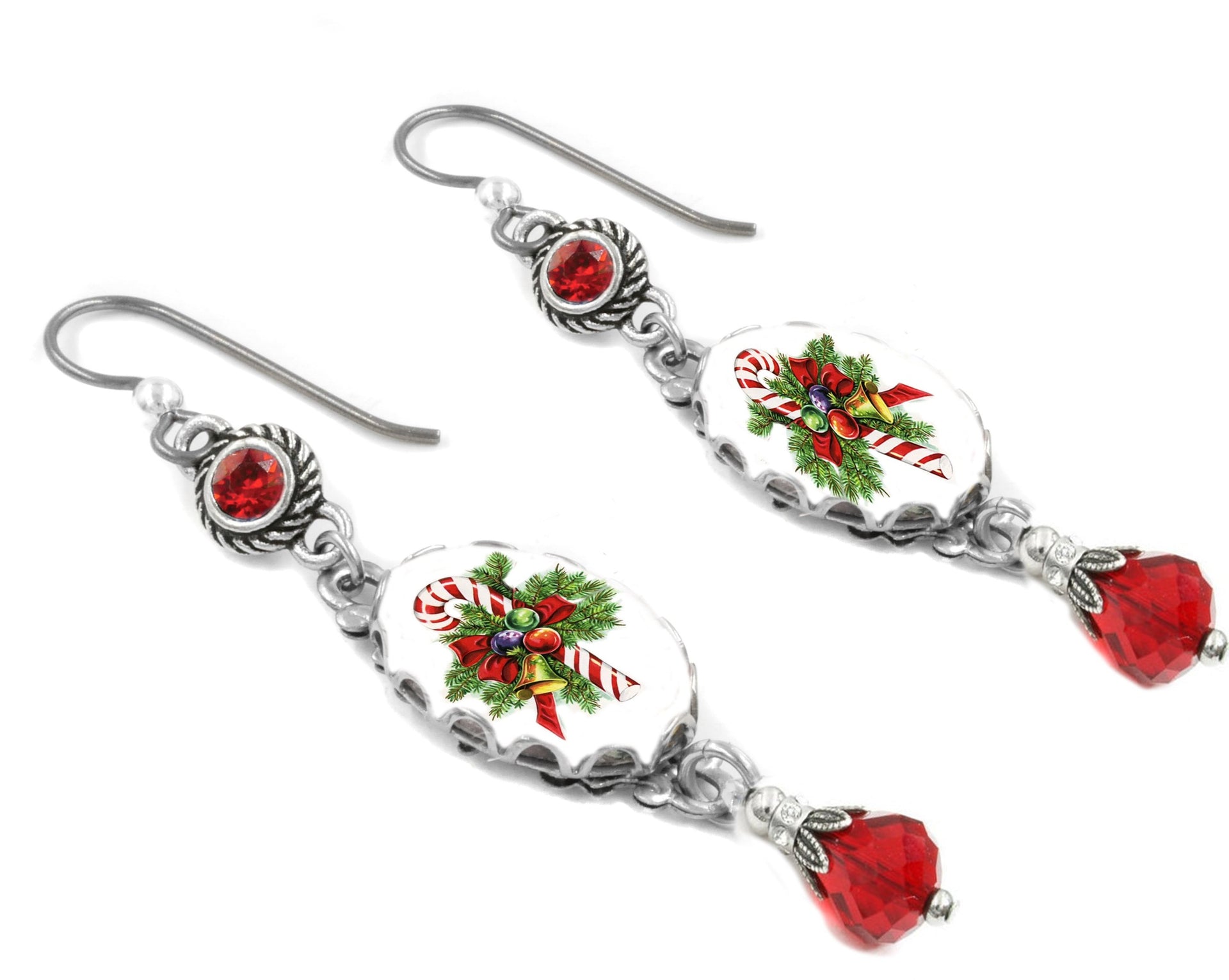 candy cane christmas earrings