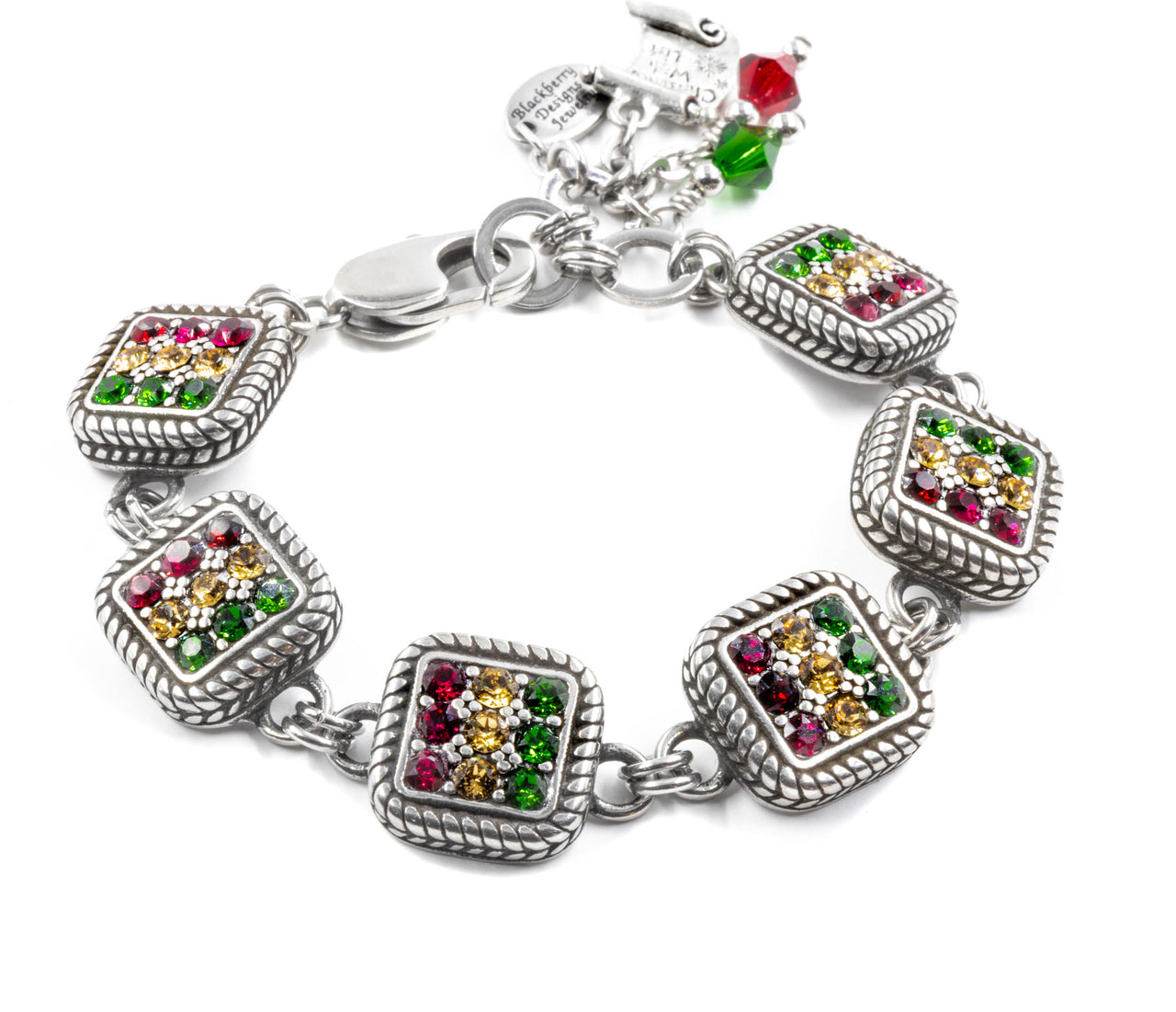 Christmas crystal bracelet red gold green