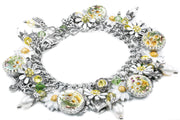 daisy charm bracelet with pearls