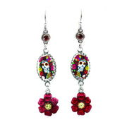 sugar skull earrings with flowers