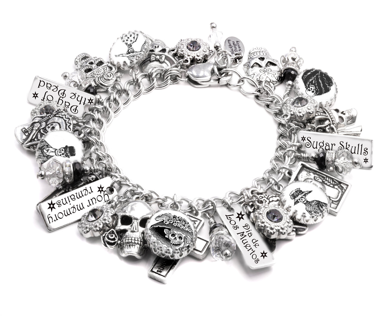 day of the dead vintage charm bracelet