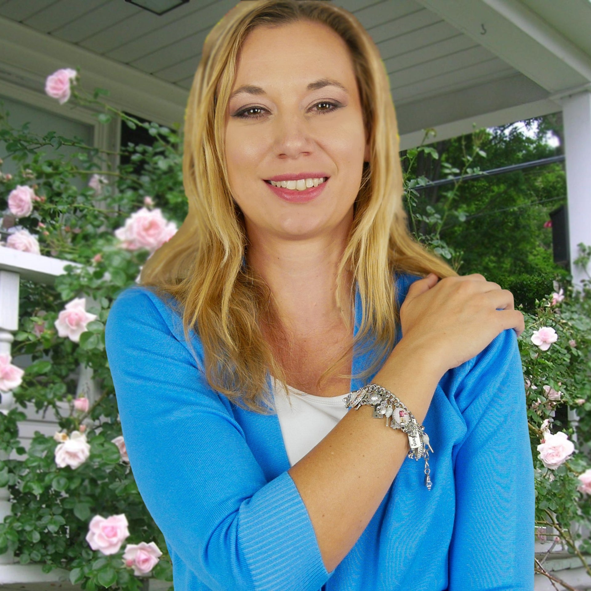woman wearing golf charm bracelet