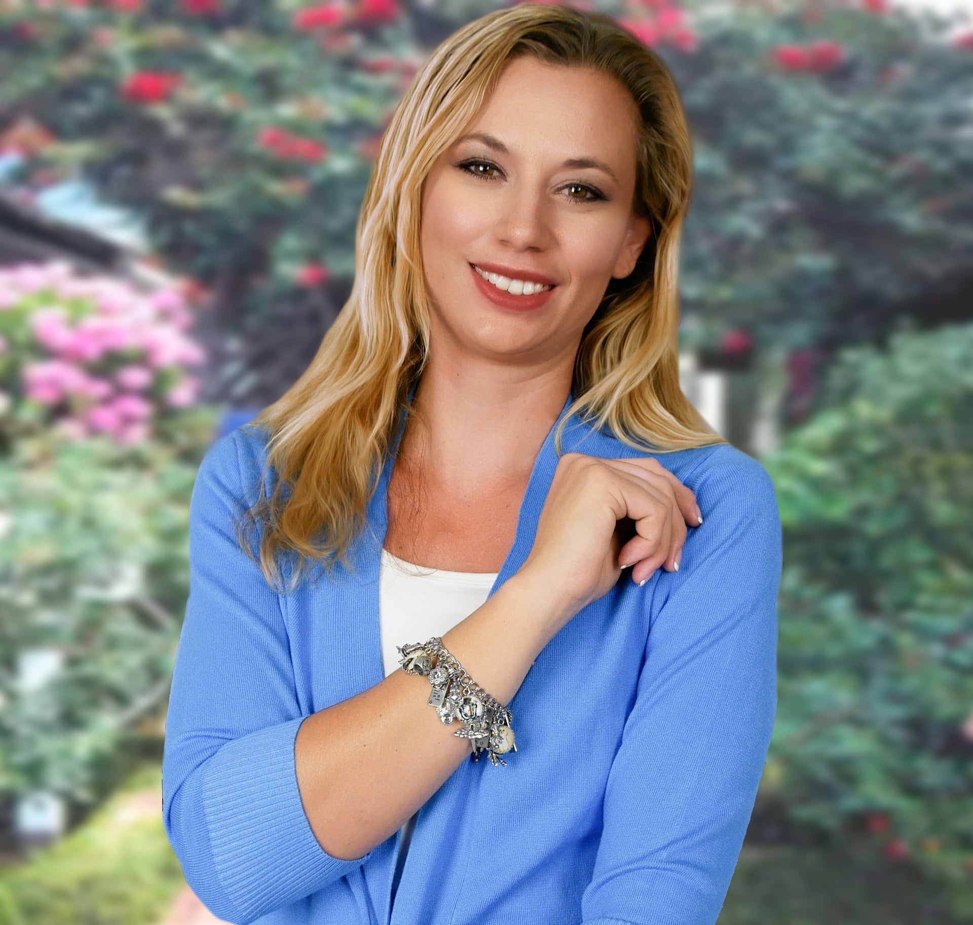 woman wearing Harry Potter charm bracelet