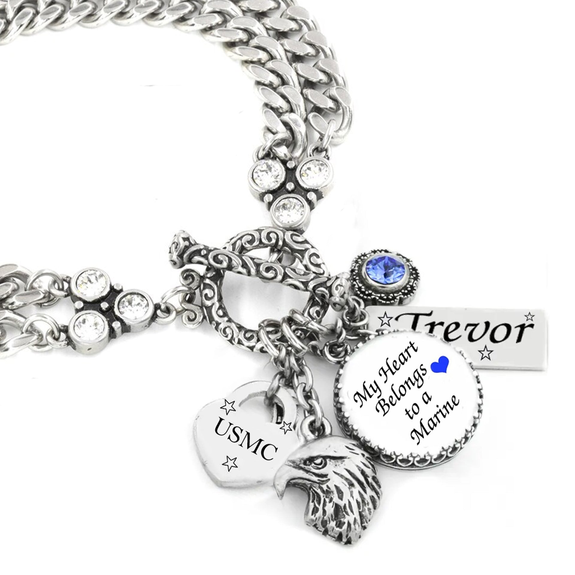 my heart belongs to a marine charm bracelet