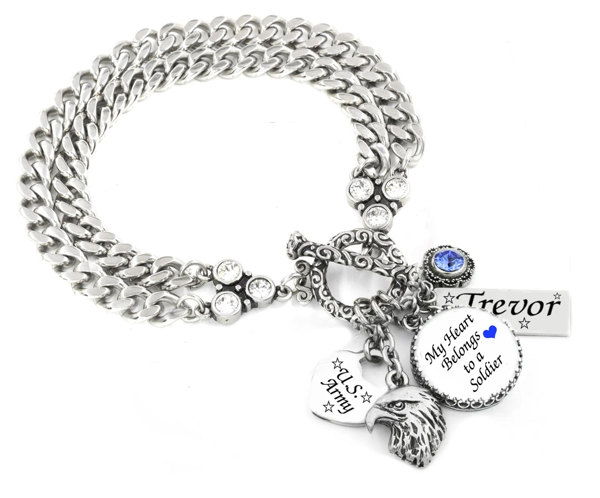 Personalized US Military charm bracelet