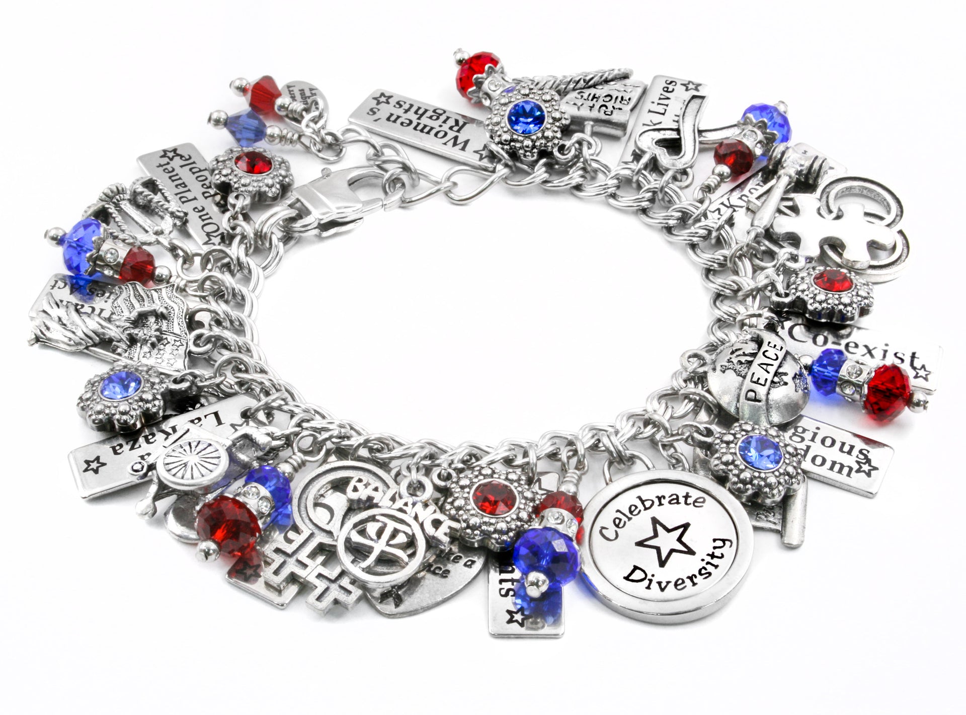human rights, womens rights bracelet, civil rights charms