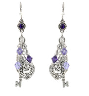 amethyst february heart earrings