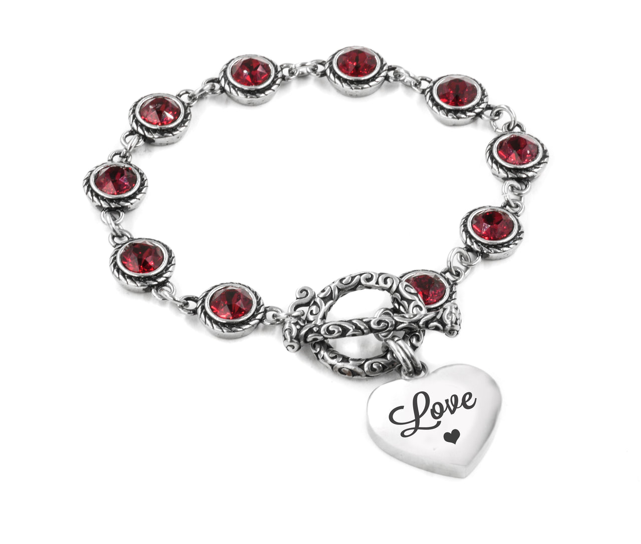 Crystal Heart Link Bracelet