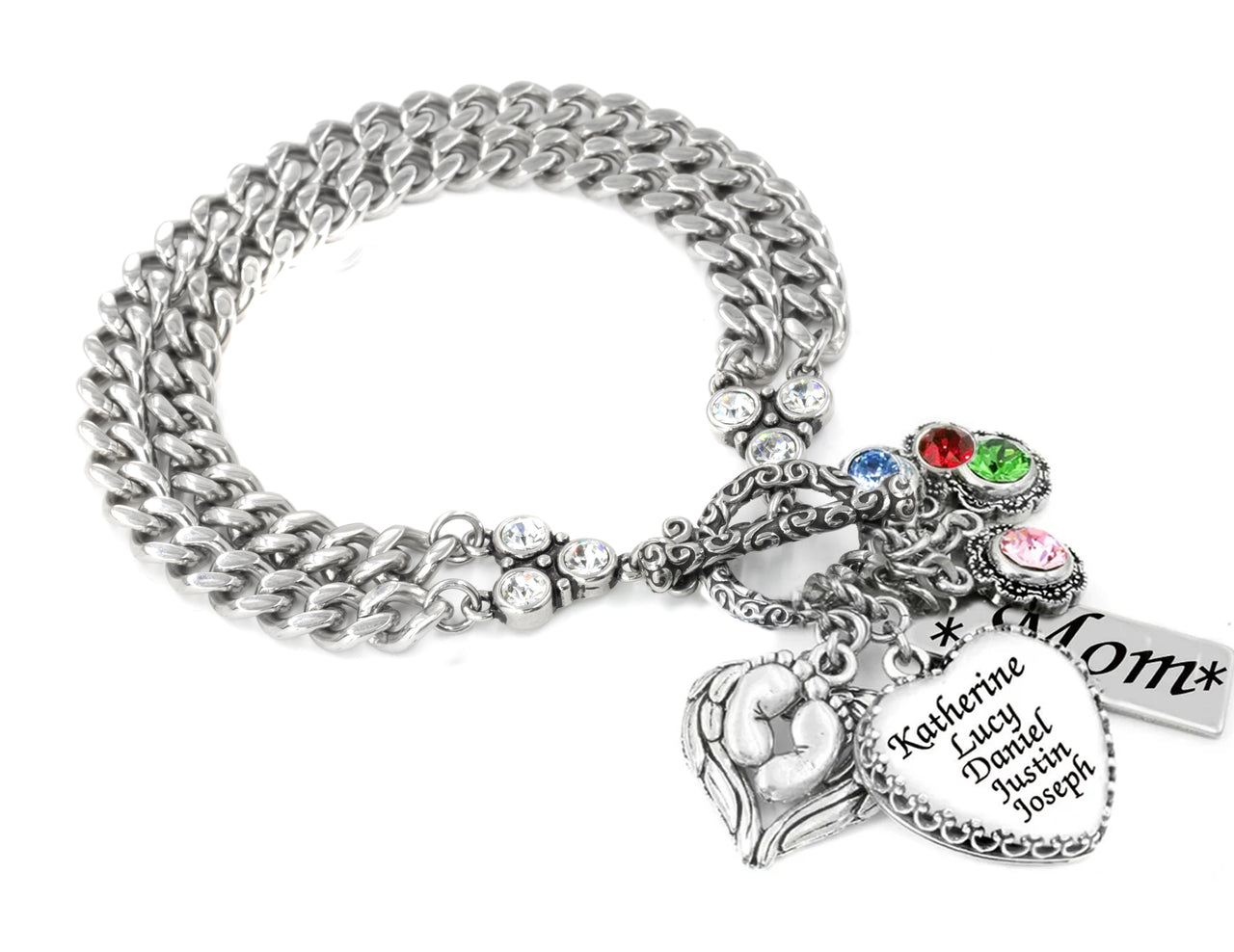 mothers charm bracelet with childrens names