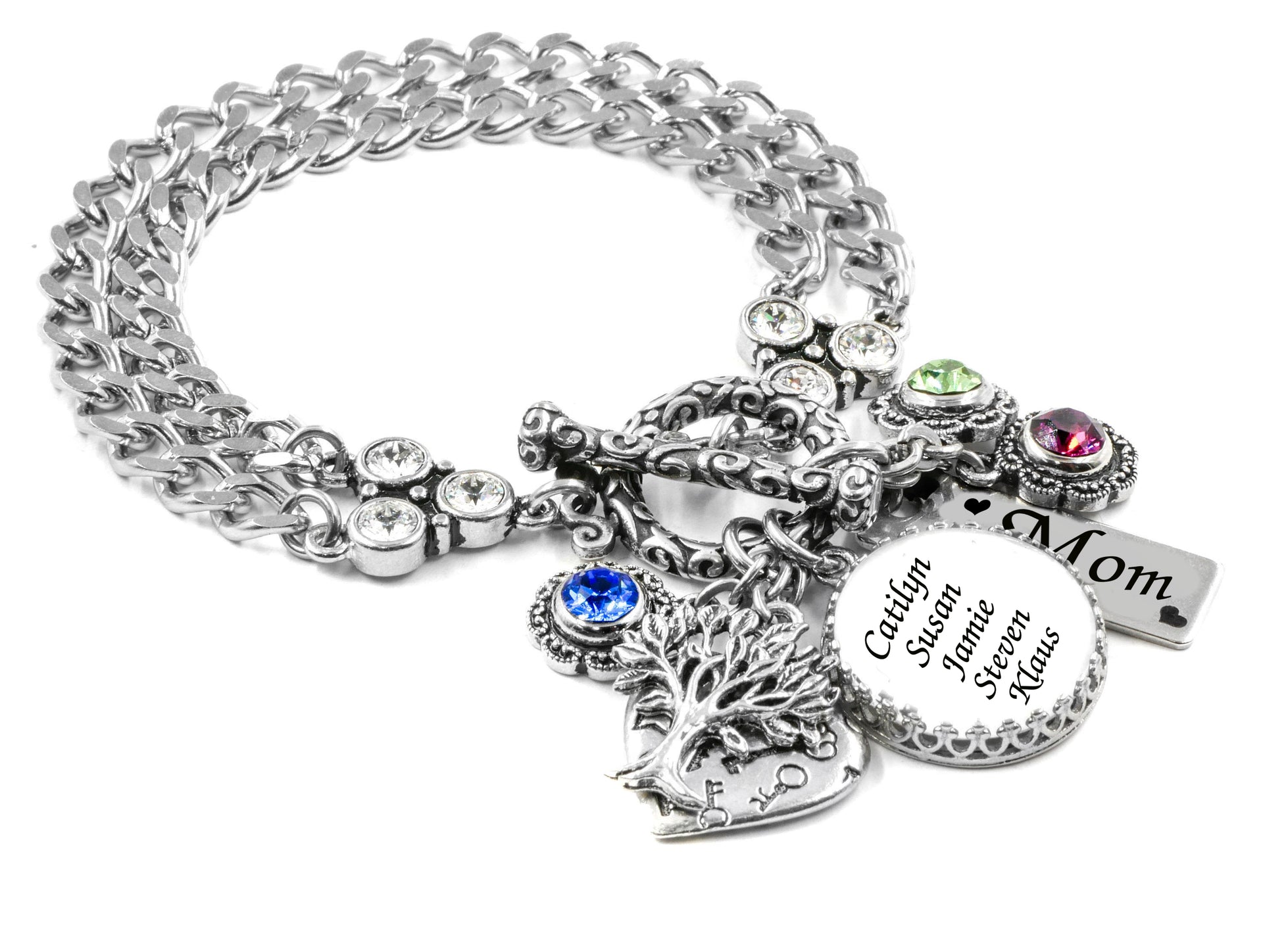 Mom Birthstone Bracelet with Childrens names