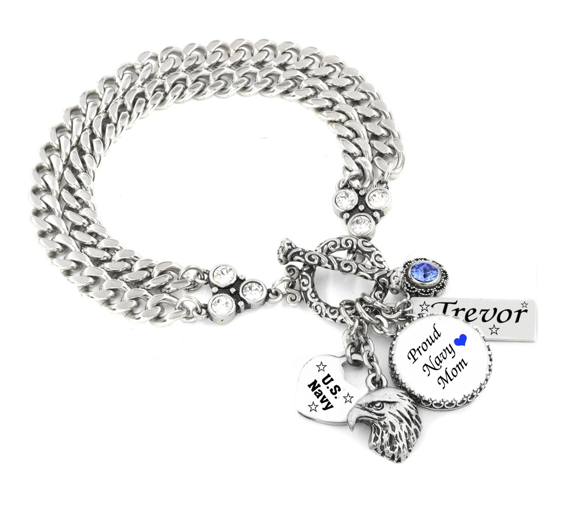 US Navy Mom Charm Bracelet
