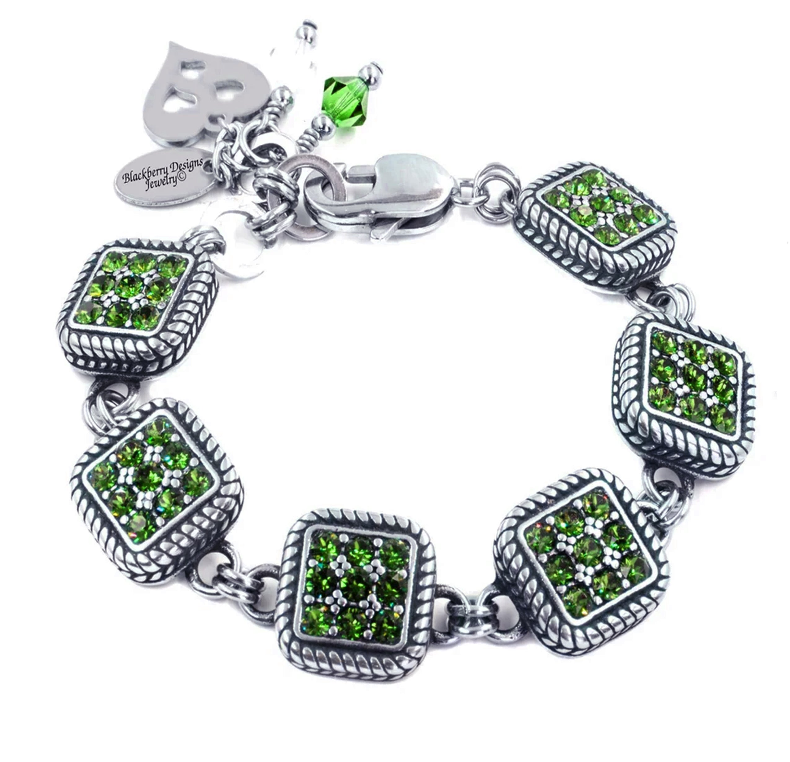 JMQJewelry Heart August Birthstone Green Charm Bead For Bracelets - Grandma, Gift - View #11