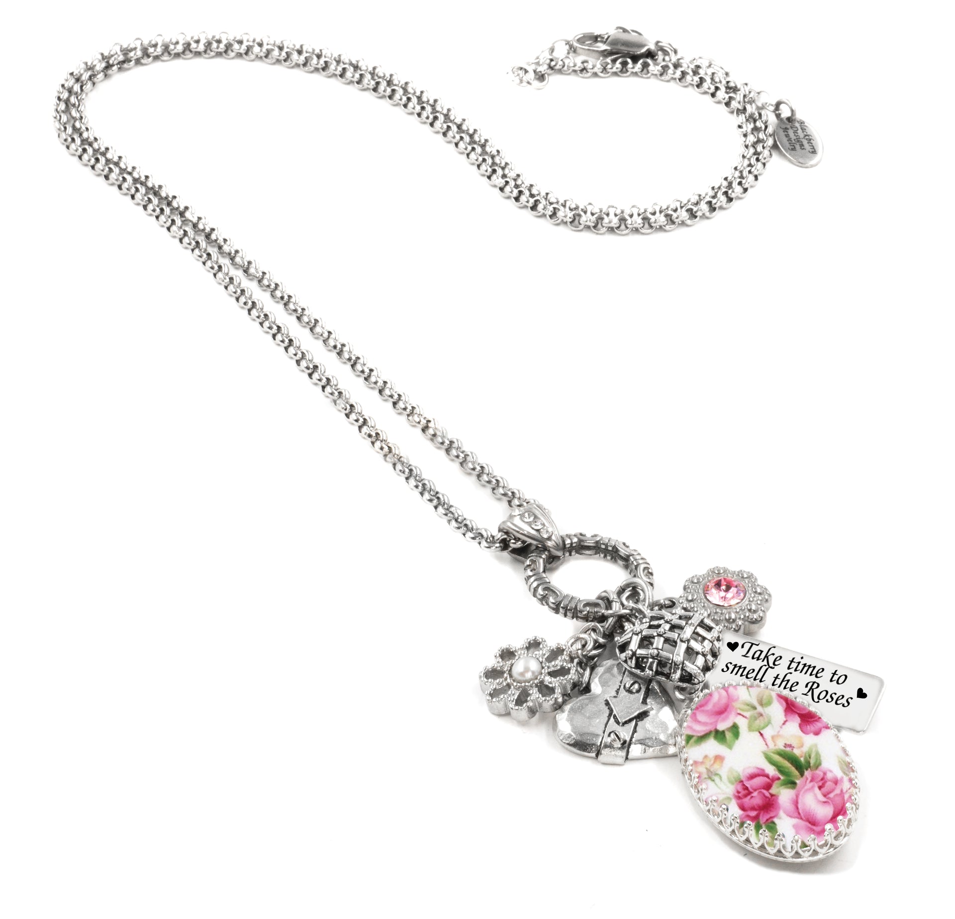 pink broken china necklace