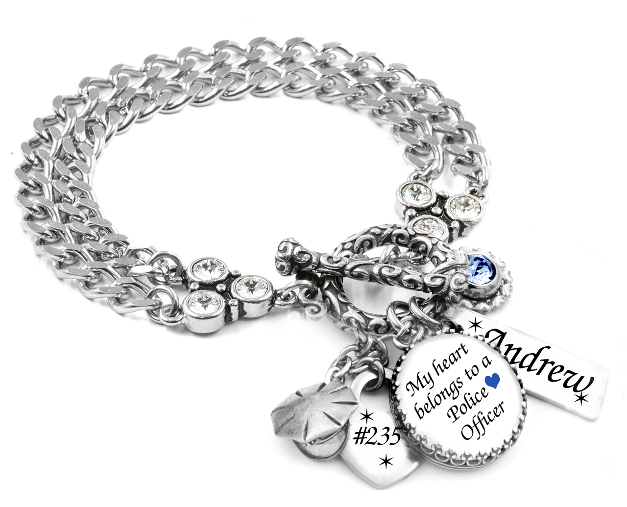 police officer bracelet silver