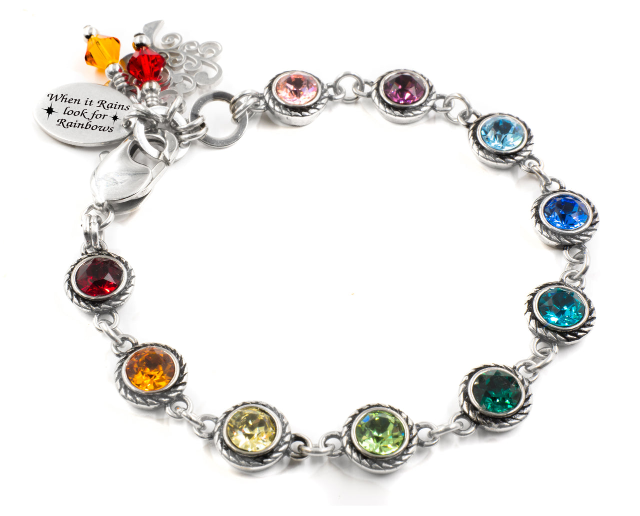 Rainbow Crystal Link Bracelet