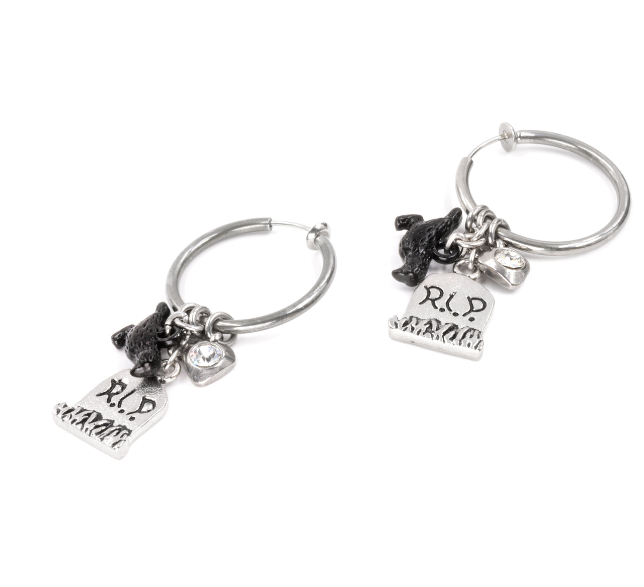 Minimalist Halloween Hoop Earrings with Charms