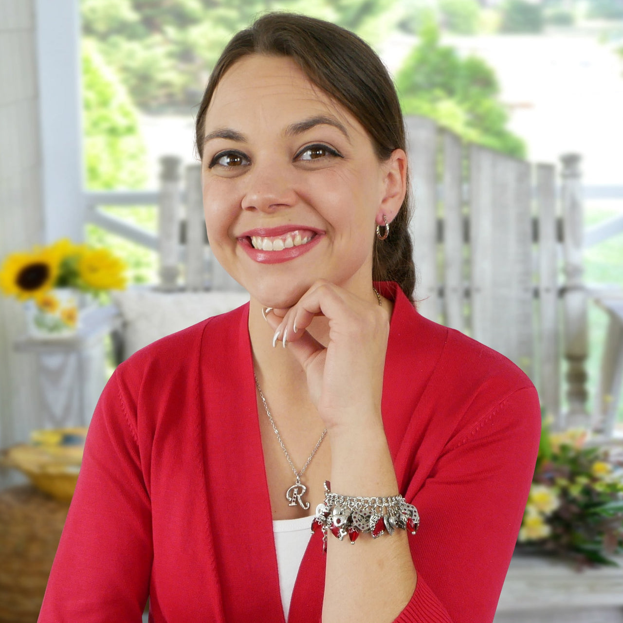 Alice in Wonderland Charm Bracelet, Red Hearts