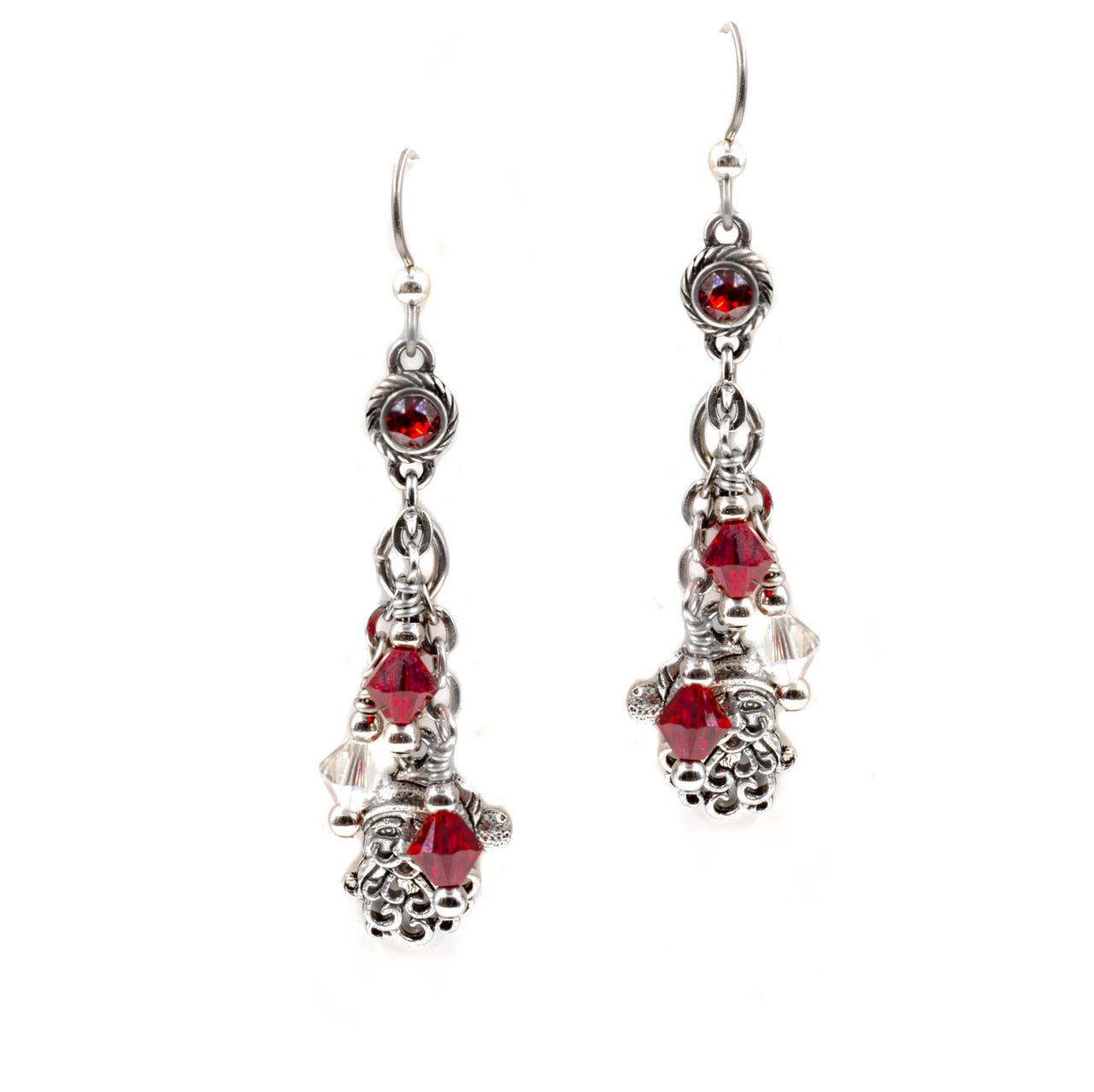 Ruby Crystal Santa Earrings