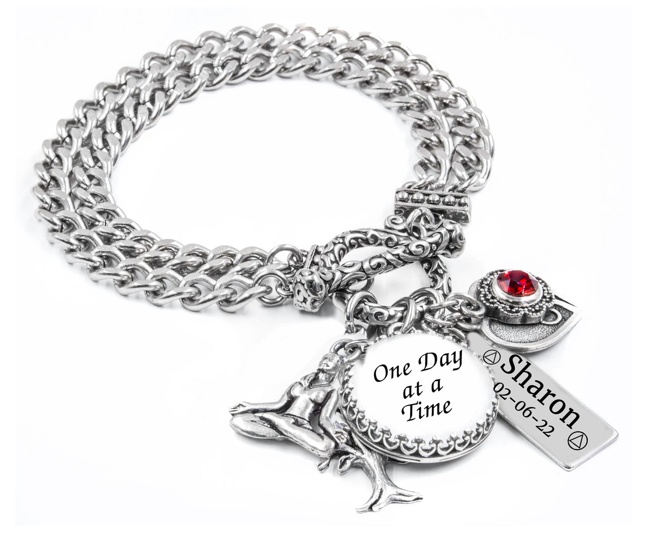 Silver Sobriety Bracelet