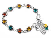 Swarovski Crystal Bracelet  Gold Turquoise and Red