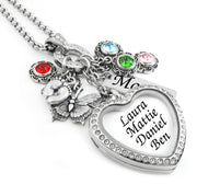 mothers day gift, mom locket, heart locket, childrens names