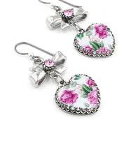 Pink Roses Heart Anniversary Earrings