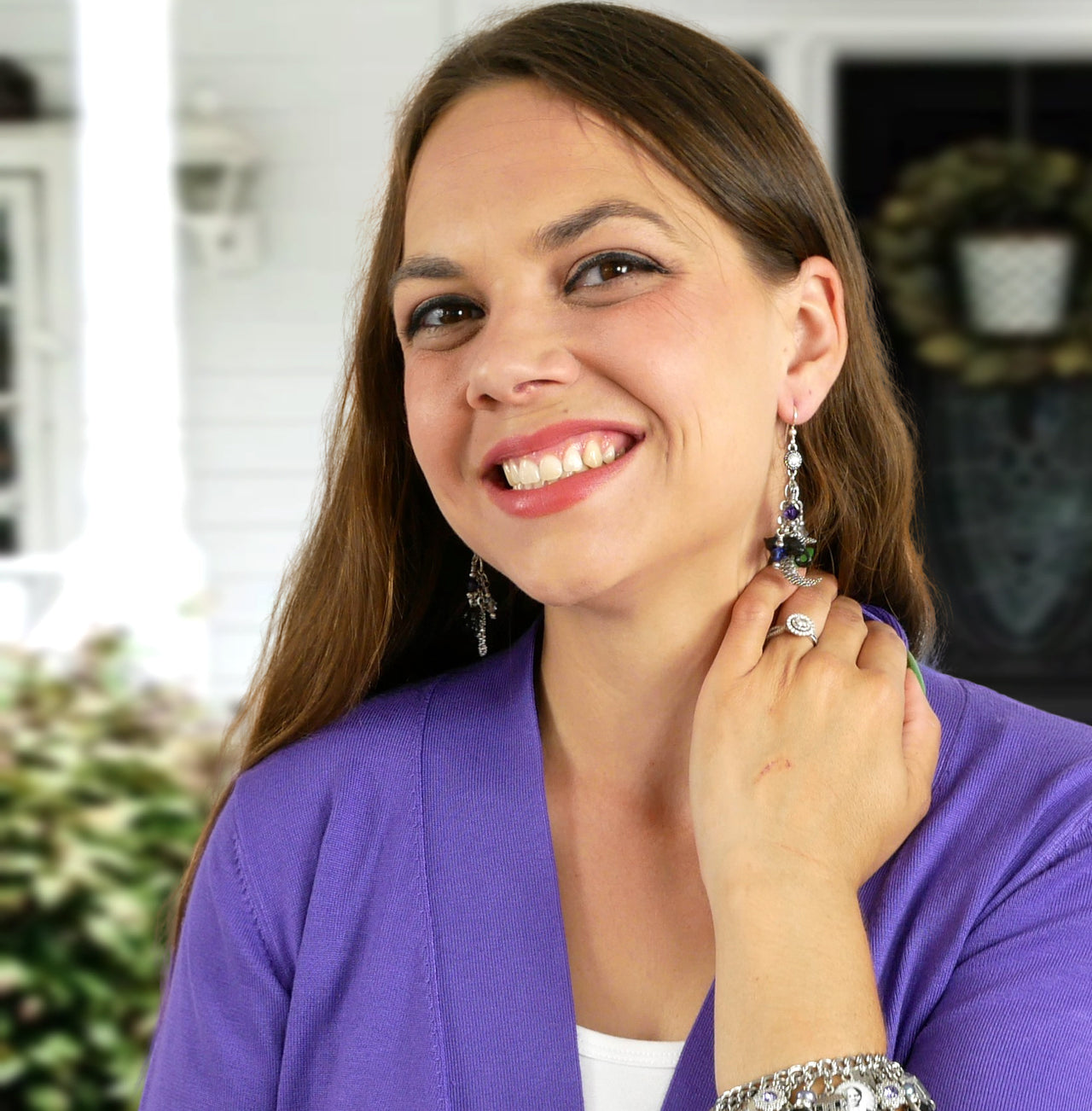 Black Cat Earrings in Crescent Moon