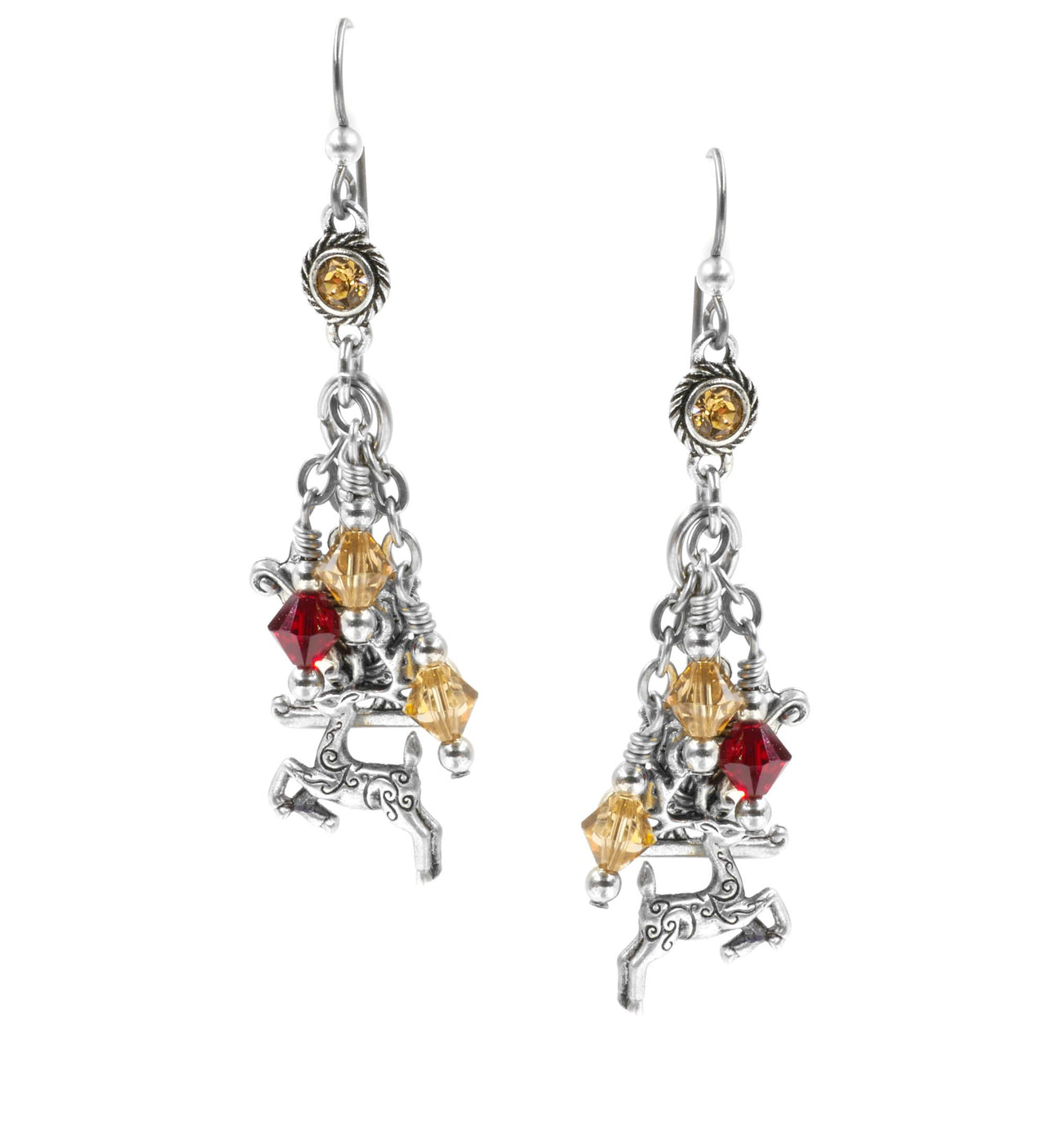 Christmas Earrings with Reindeer Charms