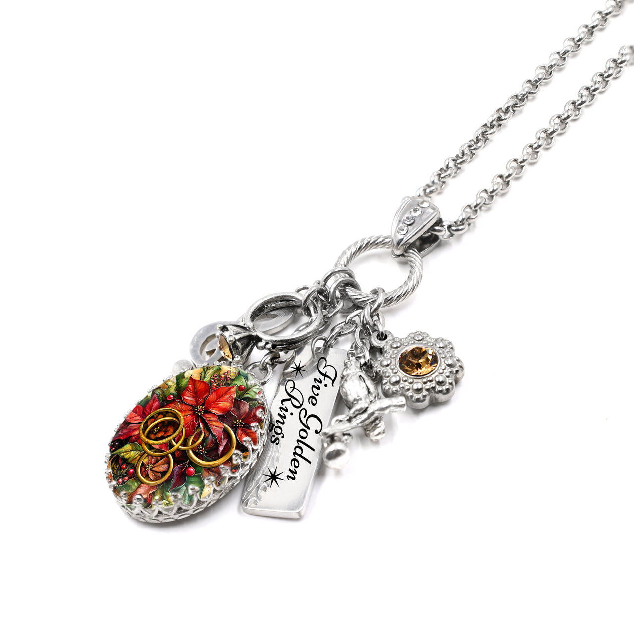 12 Days of Christmas, Five Golden Rings Charm Necklace