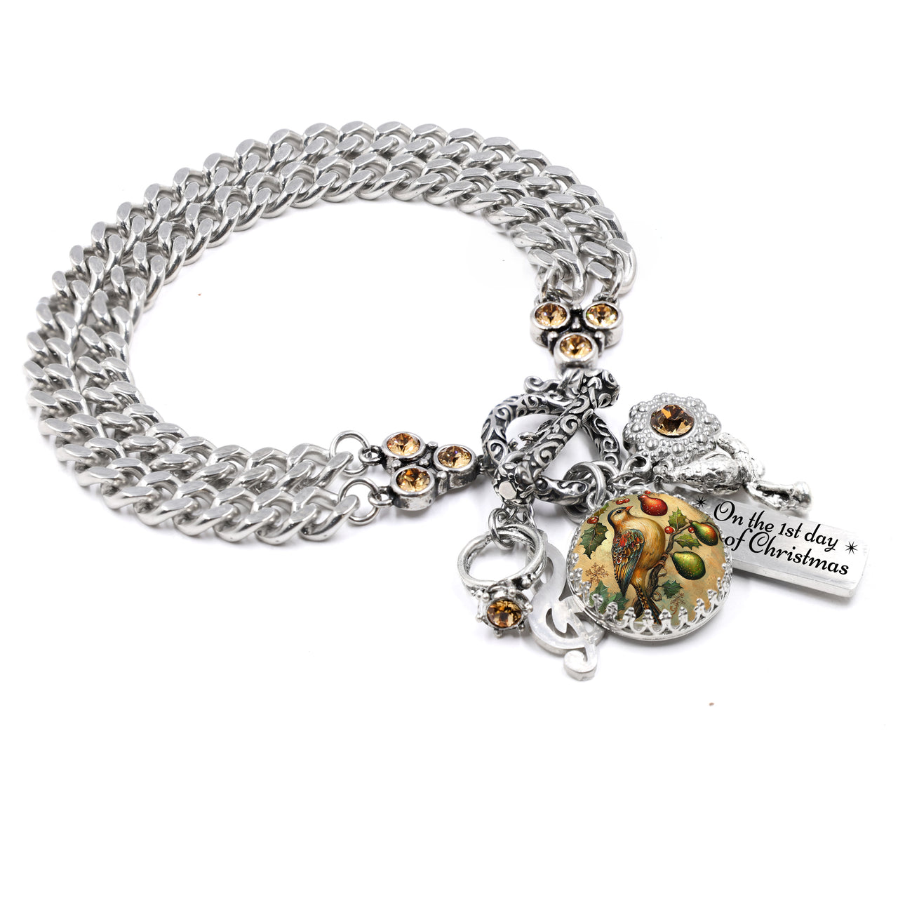 Partridge in a Pear Tree 12 Days Christmas Charm Bracelet