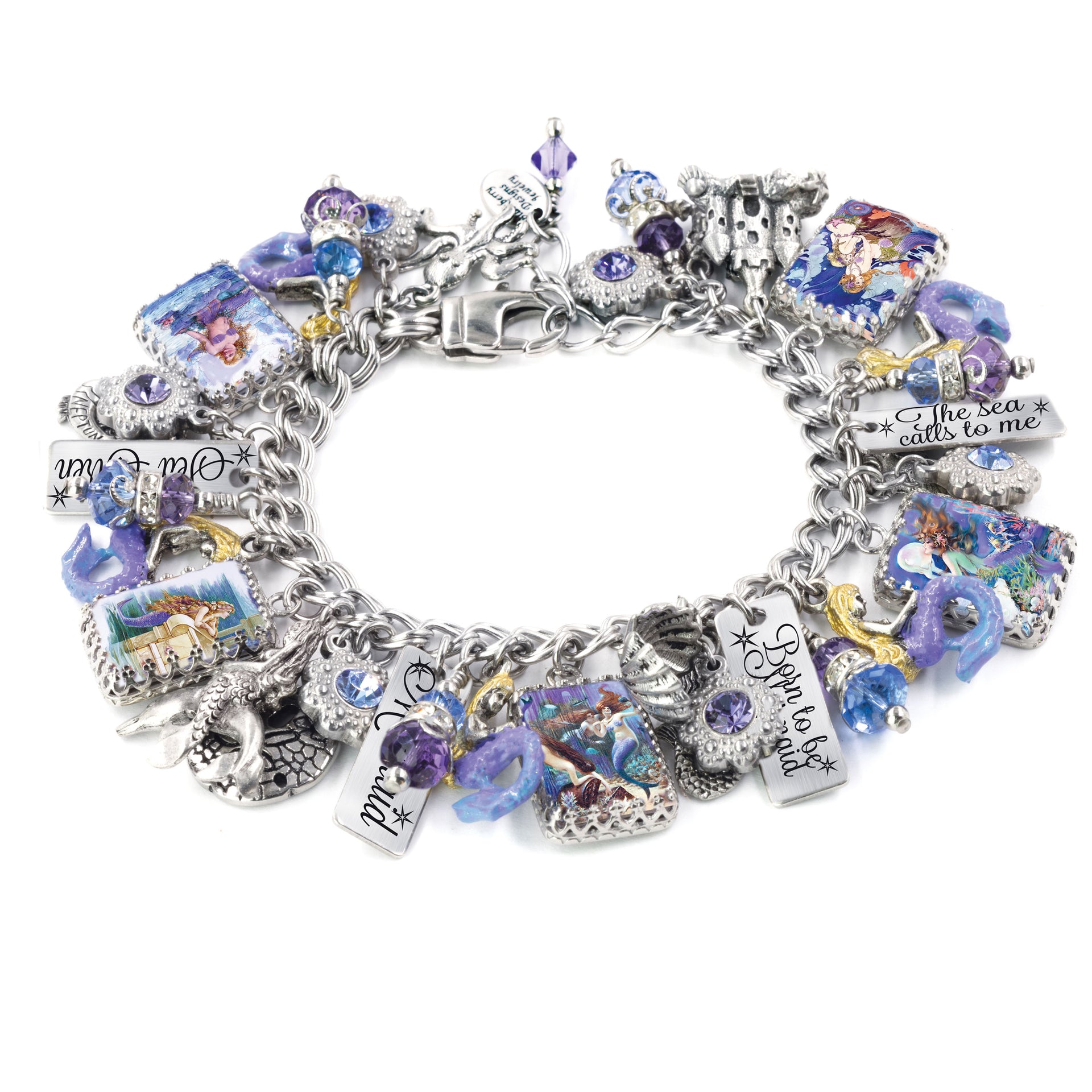 A bracelet with various charms and charms attached to it, including a charm that says "I love you to me".