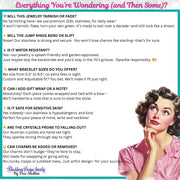 FAQ information for vintage Valentine paper doll charm bracelet - artisan jewelry care and details