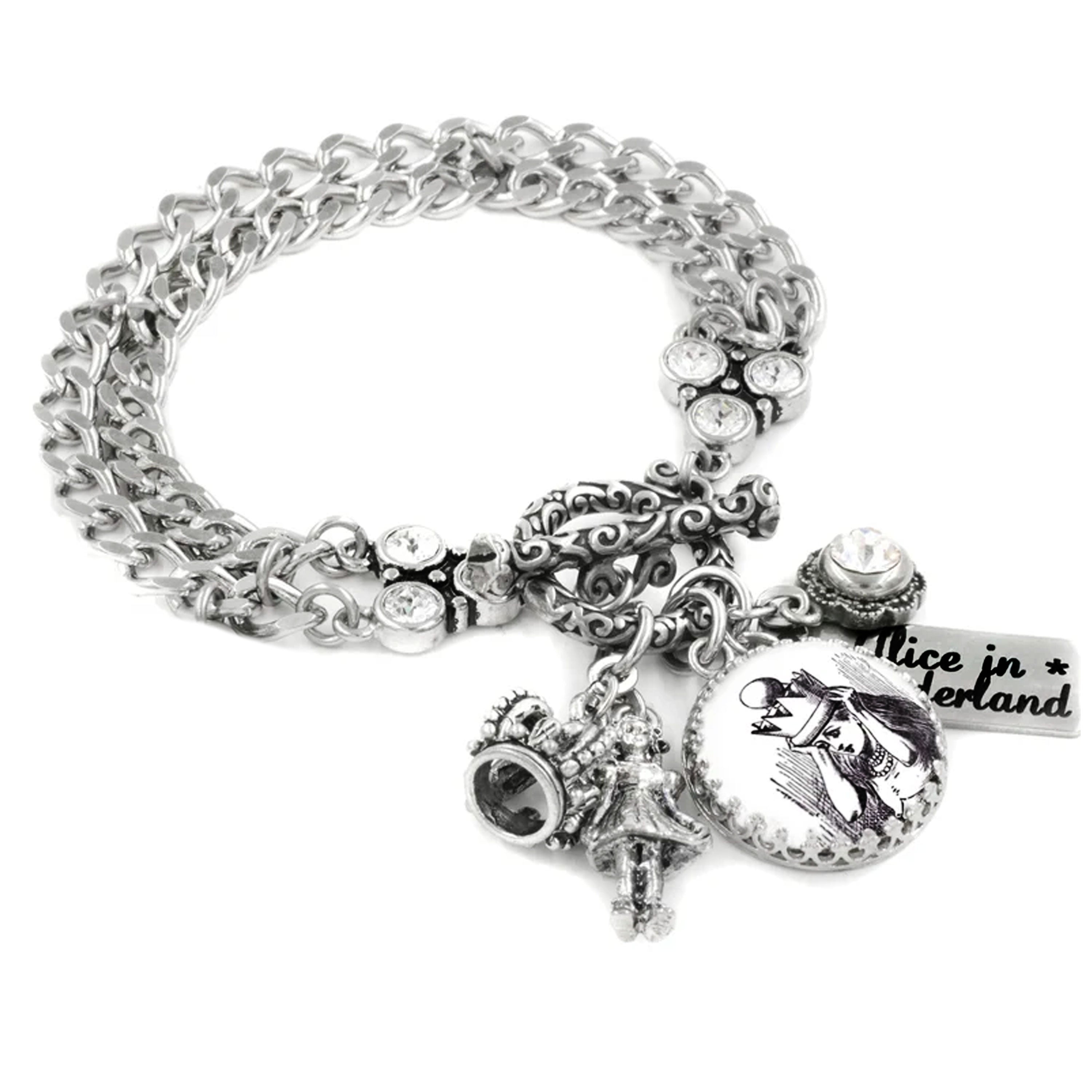 Alice In Wonderland Inspired Stranger Things Charm Bracelet With Mirror,  Clock, Teapot, Playing Card, Hat, And Key In Gift Box From Lemonnana, $2.54  | DHgate.Com