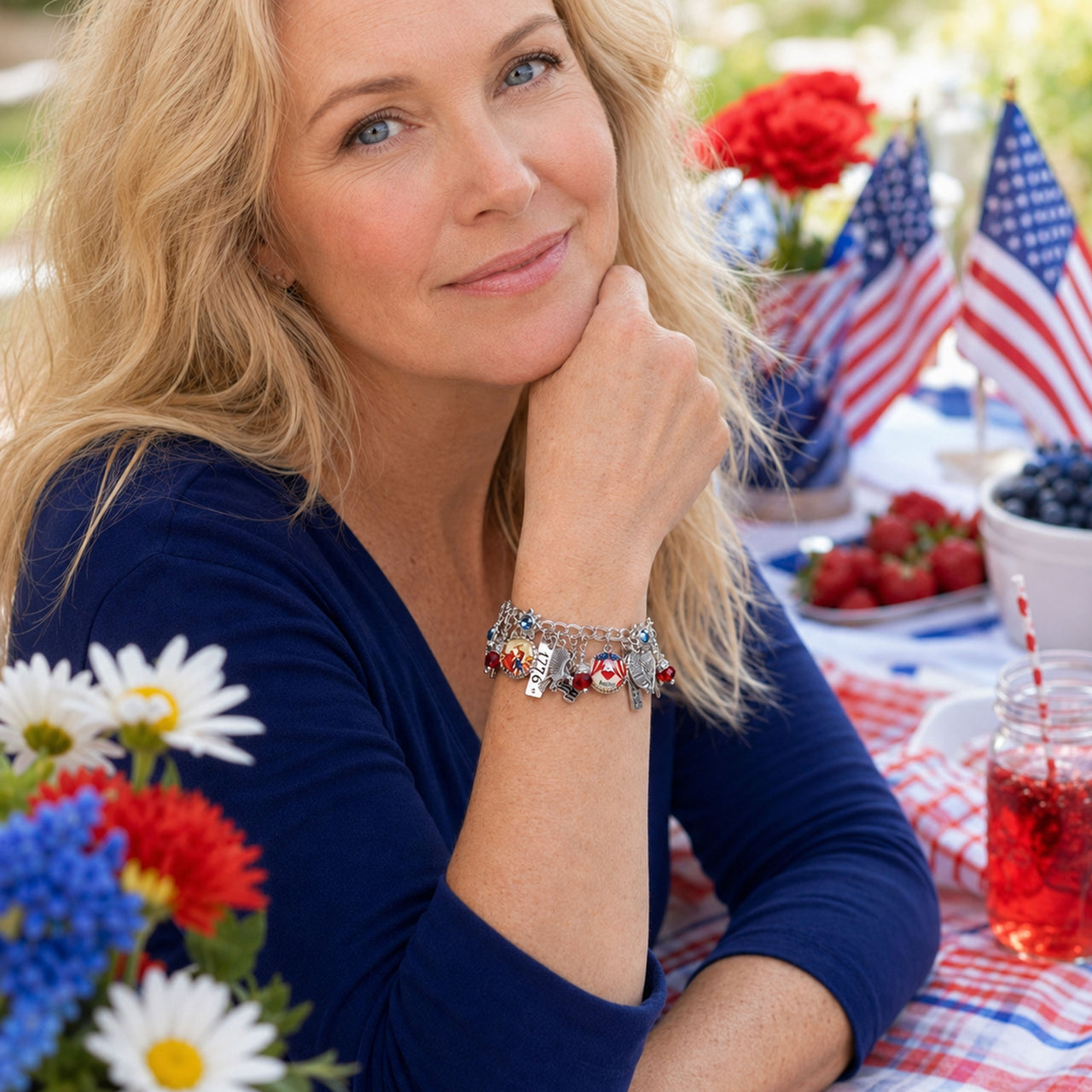 USA and 4th of July America the Beautiful Patriotic Bracelet