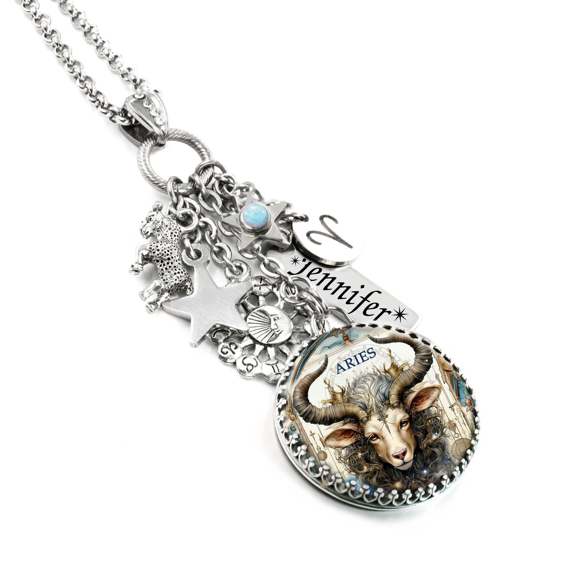 handmade aries necklace silver