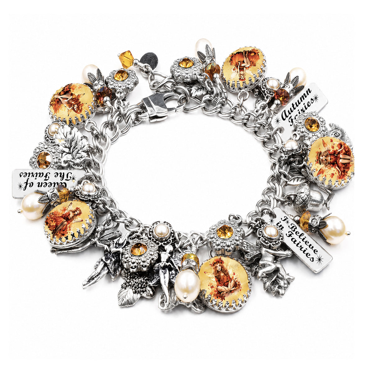 Autumn Fairy Charm Bracelet – Fall Jewelry Gift in Tarnish-Free Silver