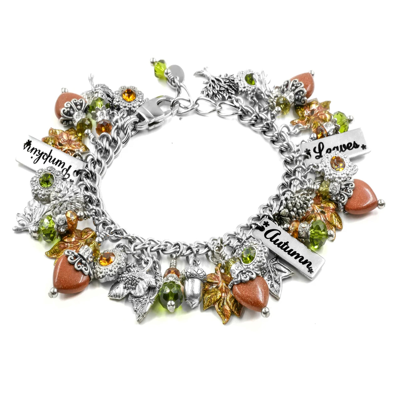 Autumn Leaf Charm Bracelet, Nature Lover Gift