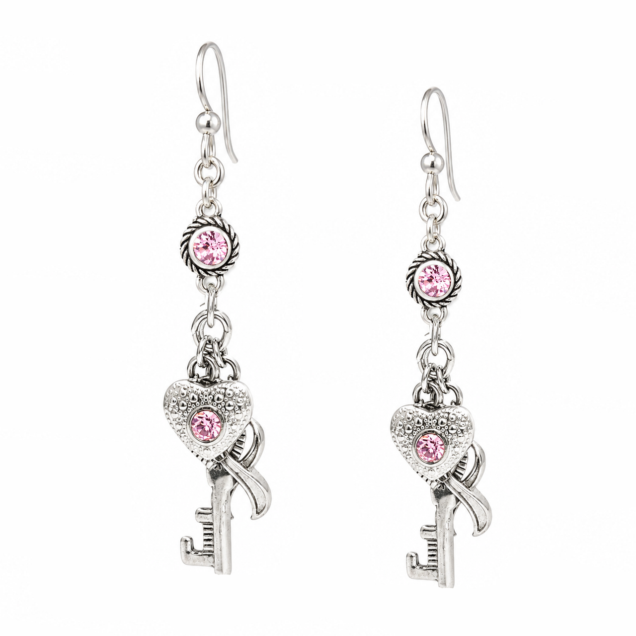 Pink Ribbon Earrings - Breast Cancer Jewelry With Sparkling Pink Crystals