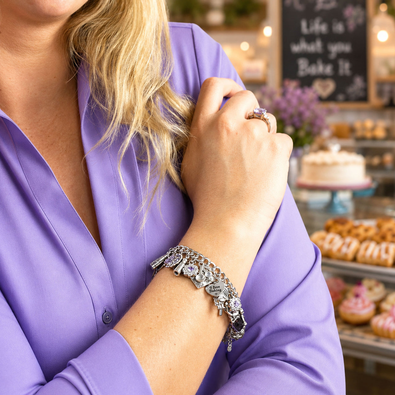 Baking Charm Bracelet – Amethyst Gemstone Jewelry