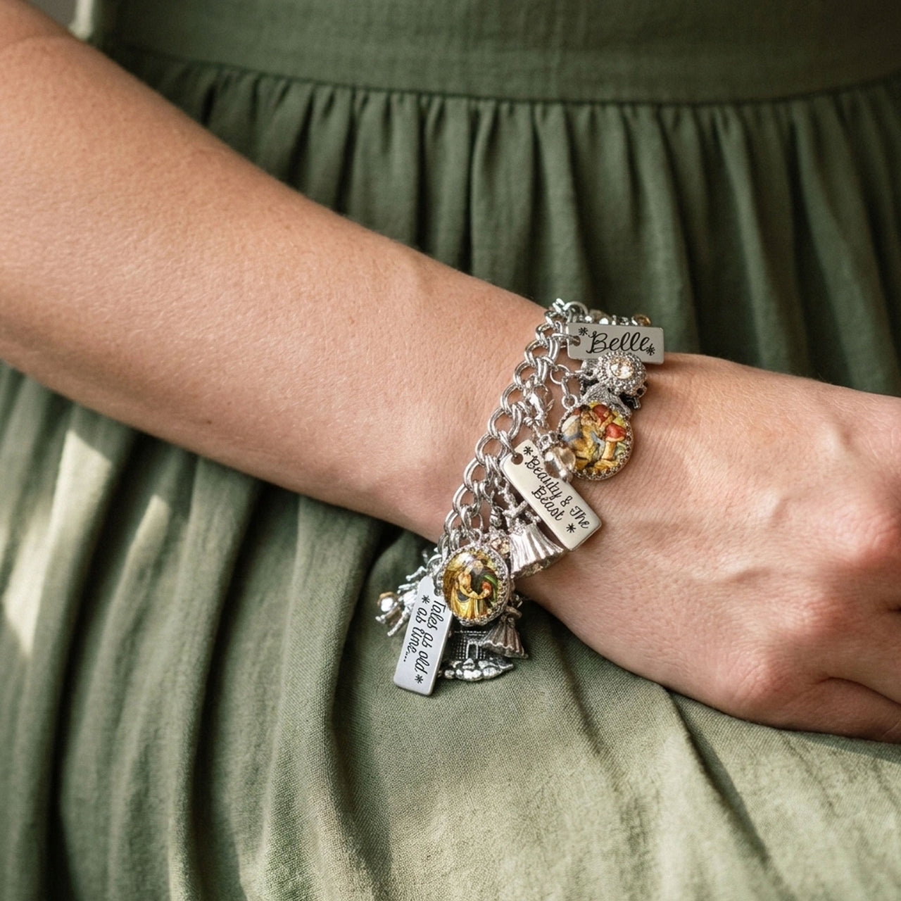 Belle and the Beast Crystal Charm Bracelet