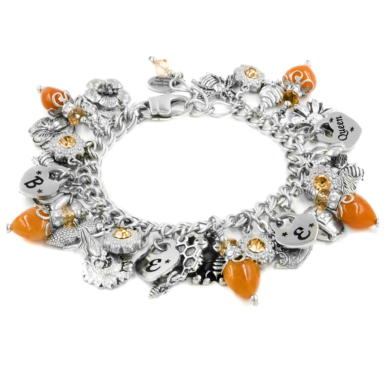 Queen Bee Bracelet with Gemstone Hearts