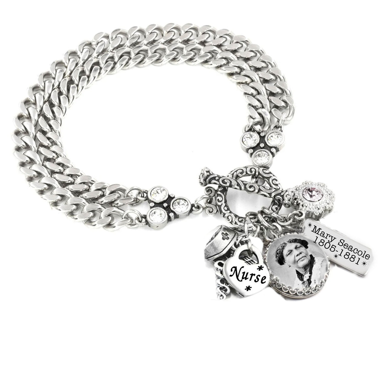 Personalized AA Black Charm Bracelet
